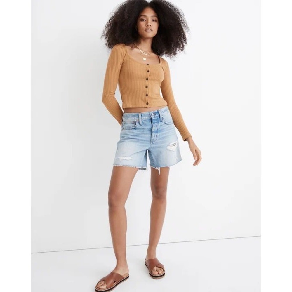 Madewell‎ Relaxed Denim Shorts Light Wash Distressed Raw Hem 22W CKP459104357